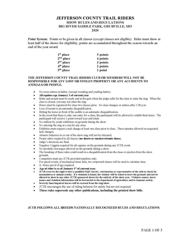 JCTR Rules and Regulations